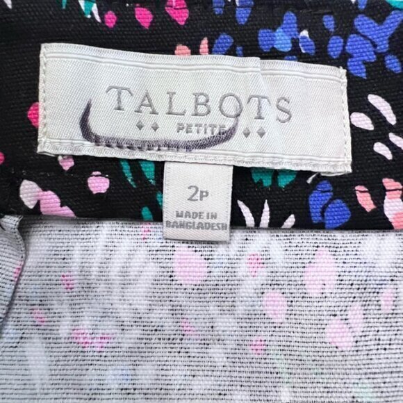 Talbots Mini Skirt 2P Black Green Purple Cotton Stretch Pencil Straight Zip EUC - Picture 4 of 8